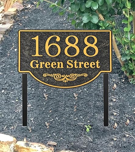 Miniatura 5 de Letrero de dirección personalizado montado en el césped, grandes opciones, placa de metal con número de casa, placa de dirección para patio, césped,