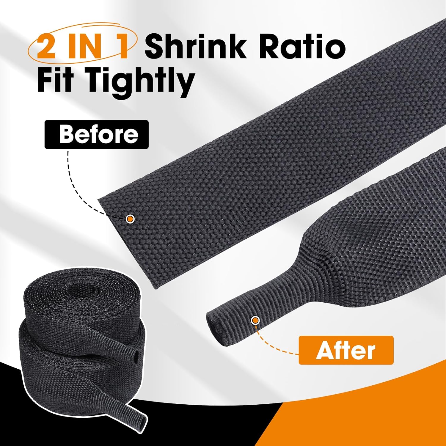 Heat Shrink Rope Protector Sleeve, Prevent Overheating and Slipping Winch Rope Protective Sleeve for Trolling Motor Cable Sleeve (2-1/4'' - 12foot)