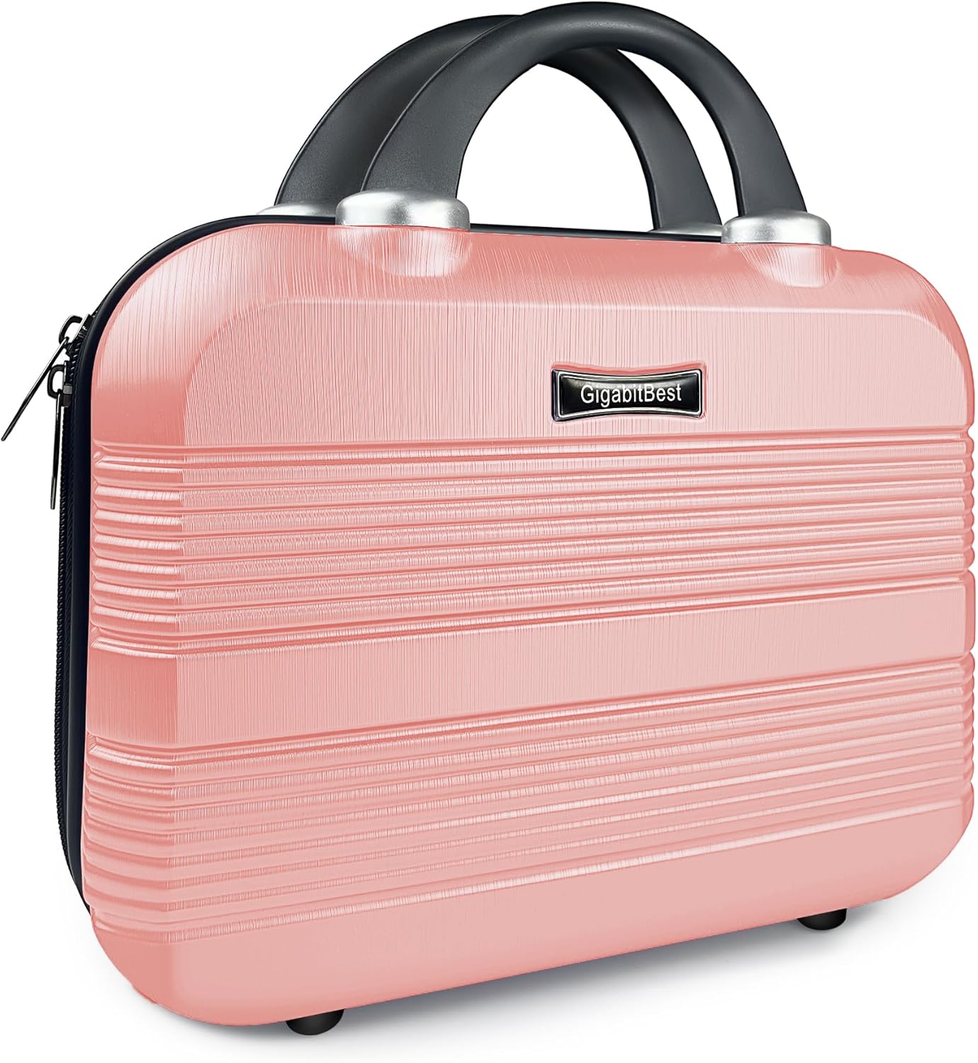 14" Portable Hard Shell Makeup Travel Case - Stylish PC+ABS Cosmetic Organizer for Women - Scratch-Resistant, Elastic Strap, Mini Suitcase - Perfect for Romantic Gifts（Pink）