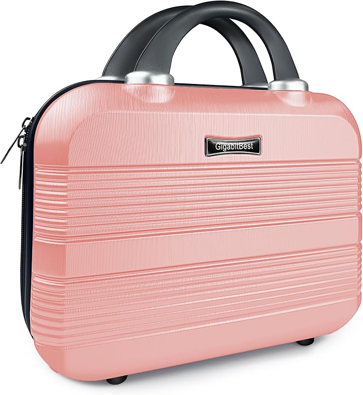 Necessaire de maquiagem GigabitBest H007 em ABS, formato mini-maleta, rosa, 20,07 cm x 33,96 cm x 14,99 cm