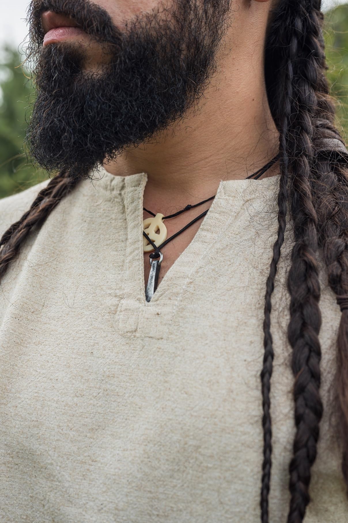 Leonardo Carbone Túnica de lino vikingo Ragnar - Ropa medieval, camisa de lino para hombre, camisas de ocio de manga larga, disfraz de carnaval, túnica vikinga, ropa LARP - 100% lino