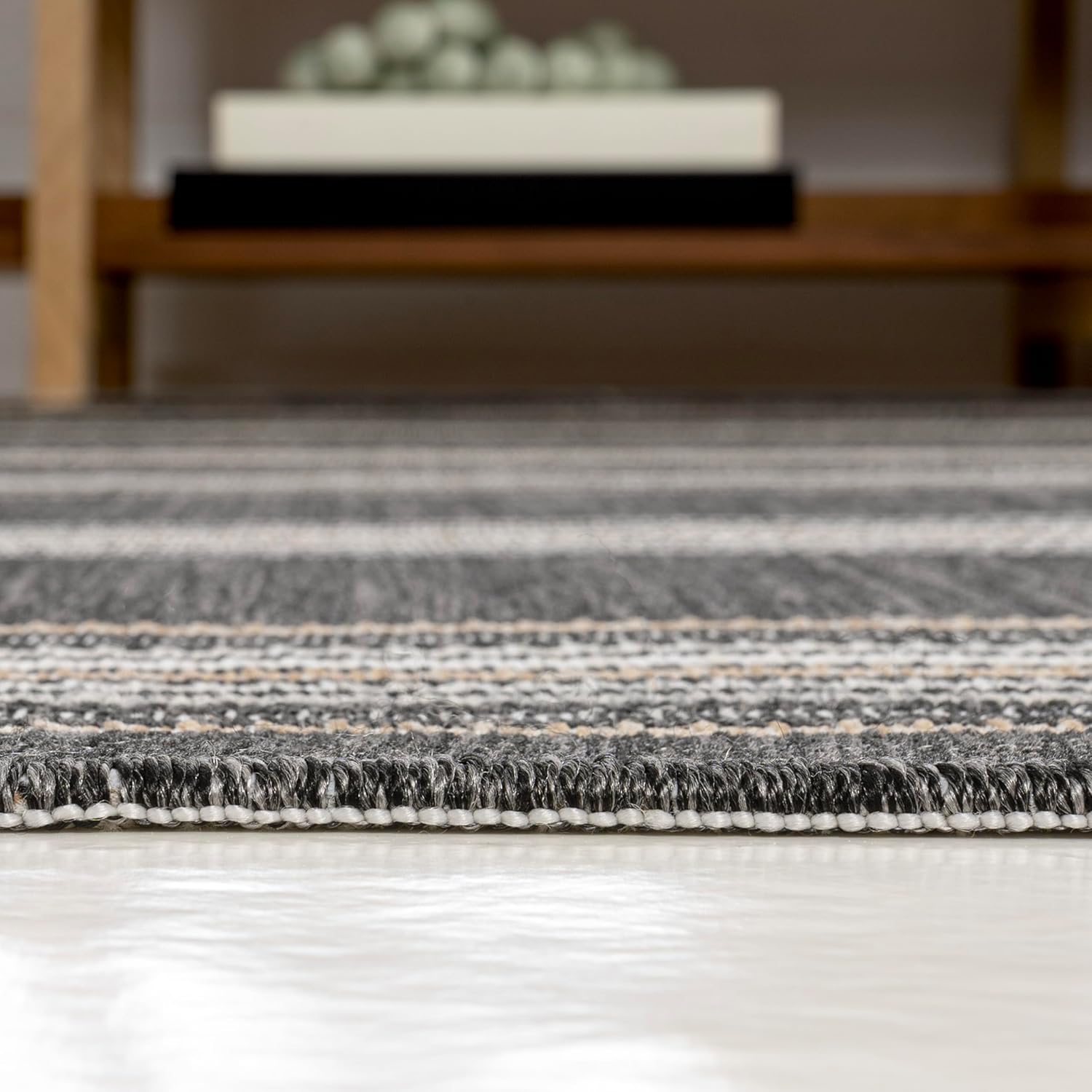 JONATHAN Y Stripe Reversible Washable Indoor Outdoor Area Rug 3X5 Black/Cream, Argo Classic Nautical Mitre for Backyard, Patio, Porch, Easy-Cleaning, High Traffic, Pet-Friendly Non-Shedding SVH101B-3