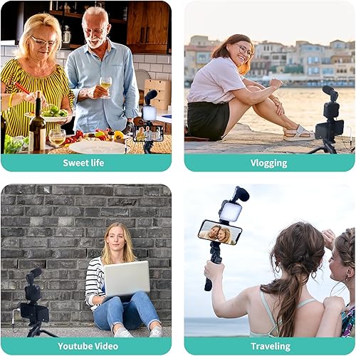 Miniatura 7 de AMESEDAK Kit de vlogging para iPhone, Android con trípode, 36 luces LED, kit de inicio de YouTube con mini micrófono para transmisión en vivo,