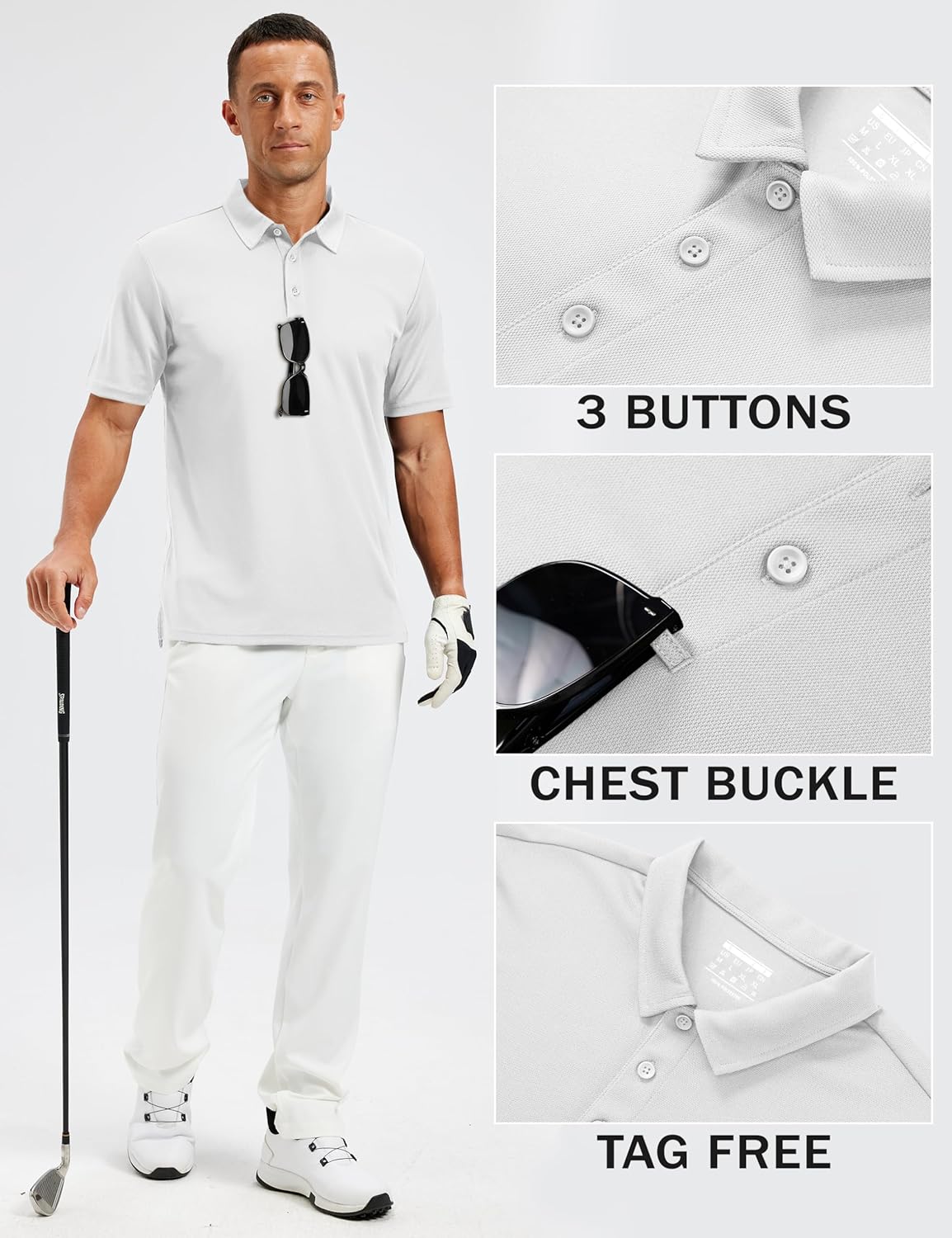 TACVASEN Mens Polo Shirts Short Sleeve Dry Fit Performance Breathable Golf Shirt with Collar Tennis Casual Business Work - Image 4