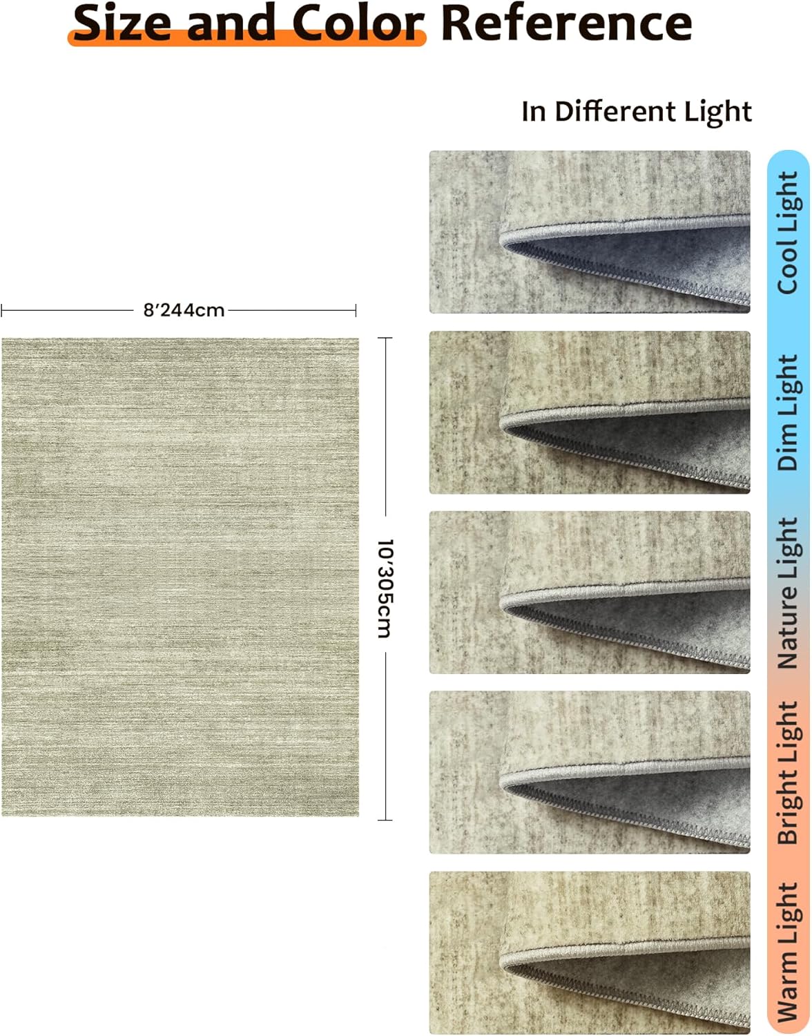 Art&Tuft Washable Rugs 8x10, Area Rugs for Living Room - Non Slip and Stain Resistant Soft Thin Low Pile 8x10 Rug for Bedroom, Dining Room, Kitchen, Office, Green Stripe-green 8' x 10'