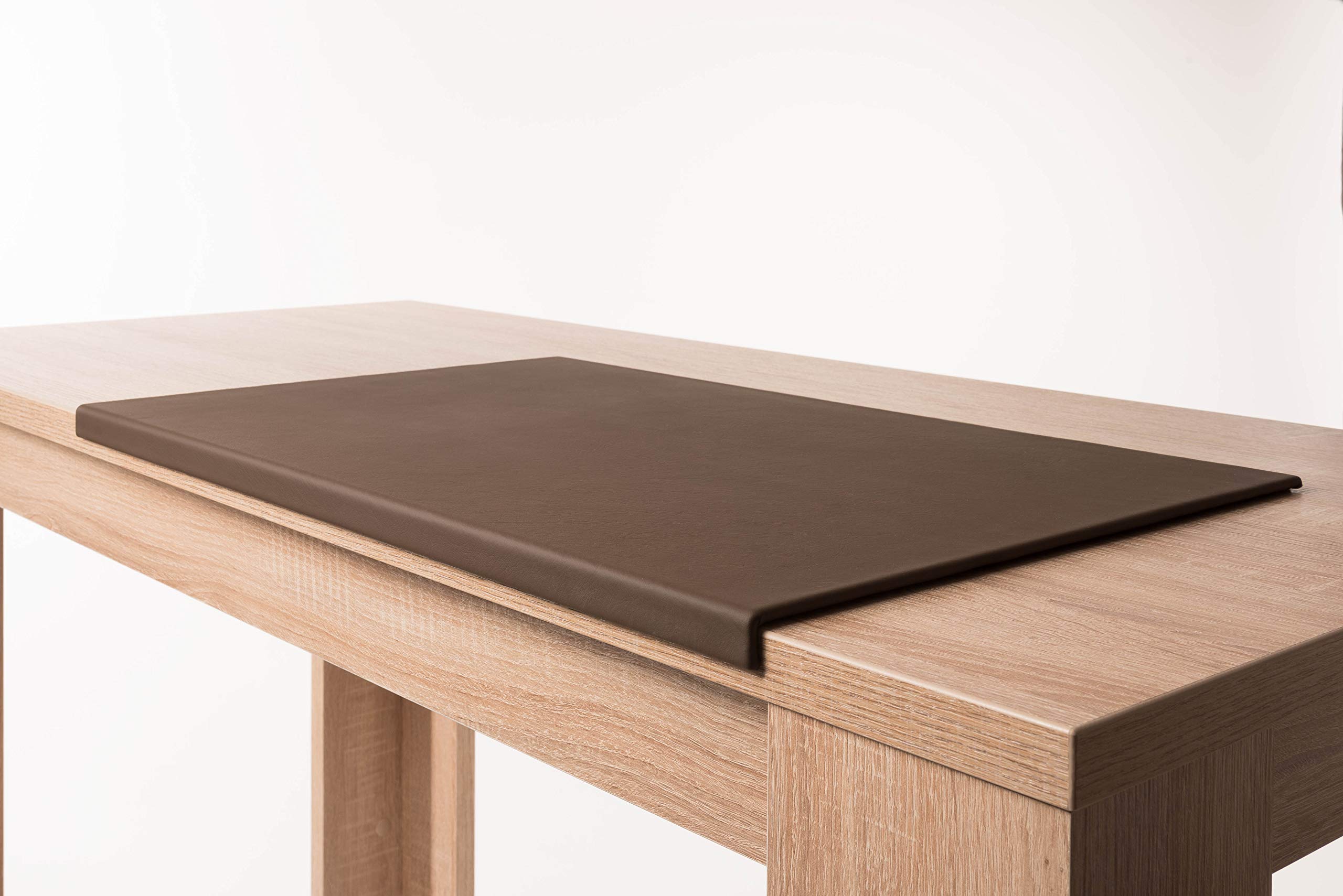 Schreibtischunterlage Schreibunterlage Leder Kantenschutz: 58x39 cm Echtleder abgewinkelt Auflage braun rutschfest für Büro UBO580390