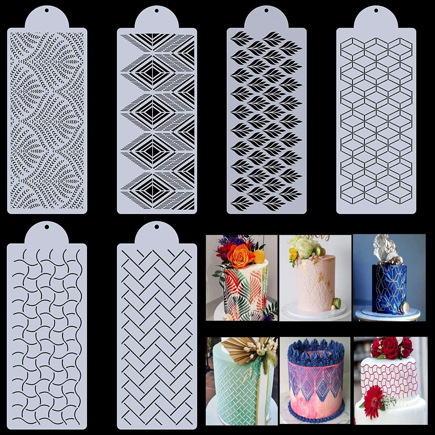 Magnoloran 6Pack Cake Decorating Stencil Molds Spray