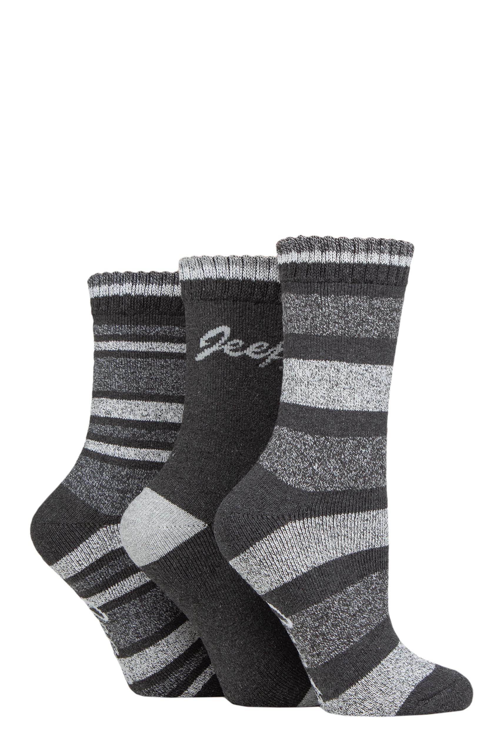 Jeep Women's Grey Striped Boot Socks in Size 4 -8, Sports Direct