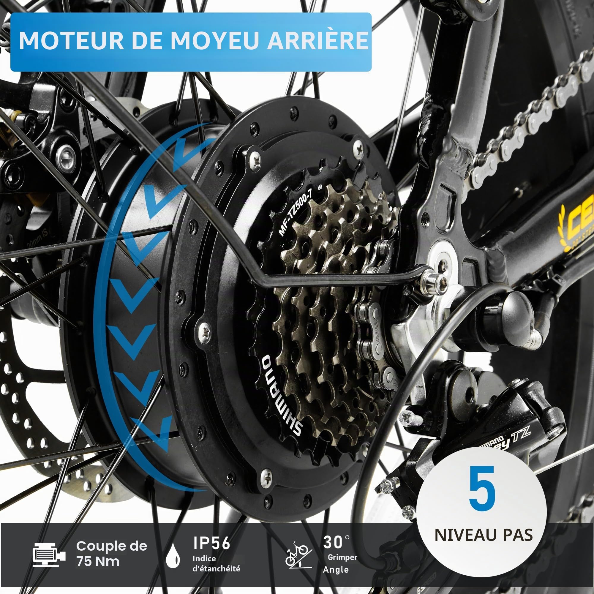 Vélo électrique pour Homme Femme 20" × 3.0 Fat Bike Electrique Ebike 7 Vitesses,avec Batterie Amovible 48V15Ah Autonomie 40-80km…