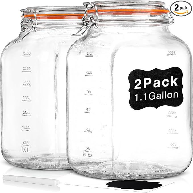 2 Pack Square Super Wide Mouth Airtight Glass Storage Jars with Lids
