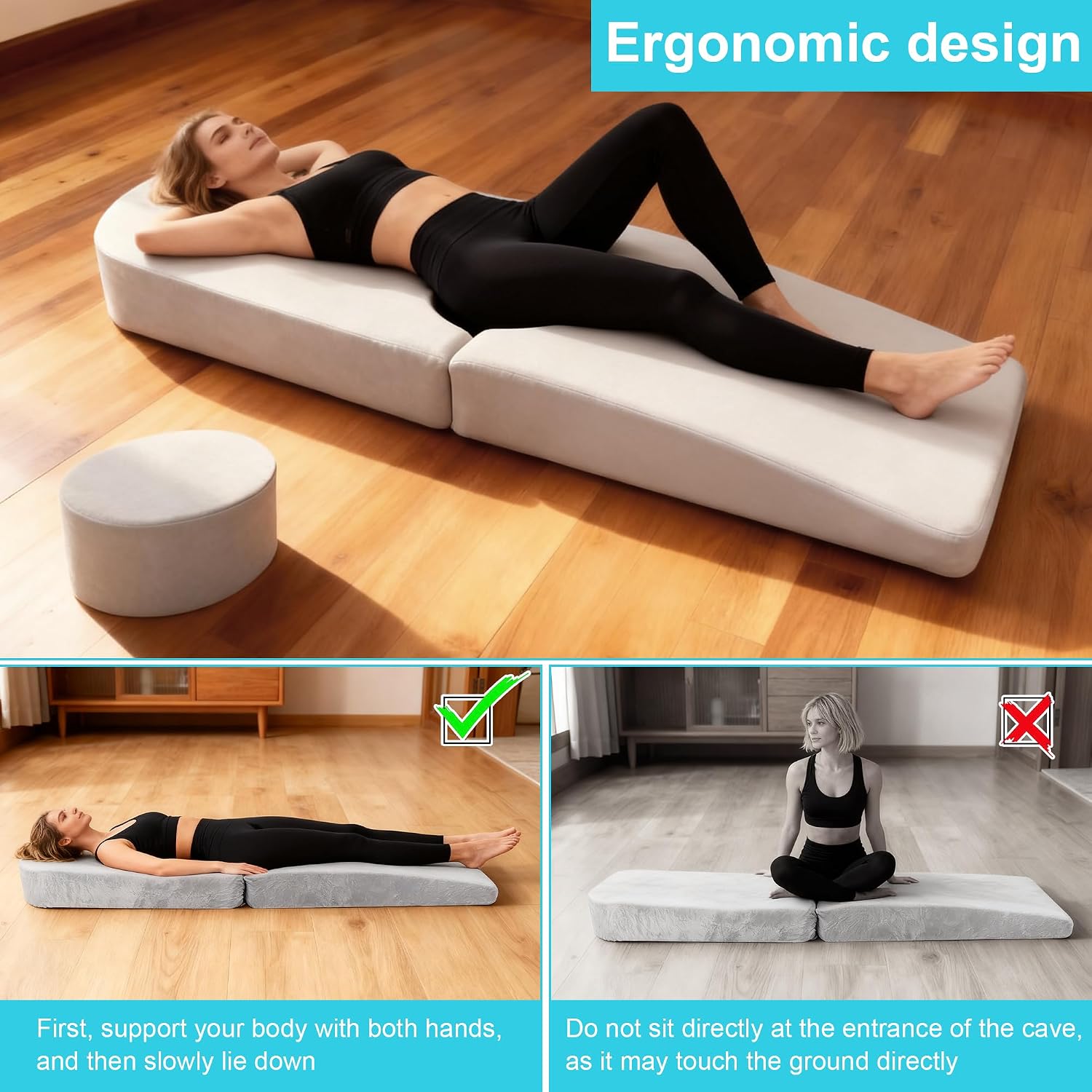 BBL Bed After Surgery for Sleeping, Larger Ergonomic BBL Pillow with Hole, High-Density Support Foam Brazilian Butt Lift Recovery Mattress with Removable Cover (Grey)