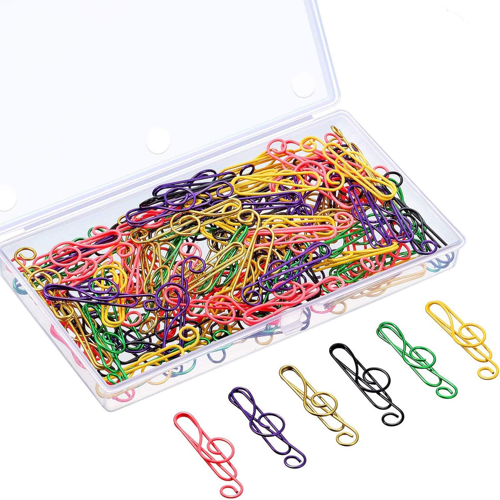 Outus 100 Pcs Music Teacher Gifts Music Teacher Appreciation Gifts Musical Paper Clips 6 Colors Metal Musical Notes Clip Treble Clef Paper Clips for Classroom Reading Bookmark Office School Notebook