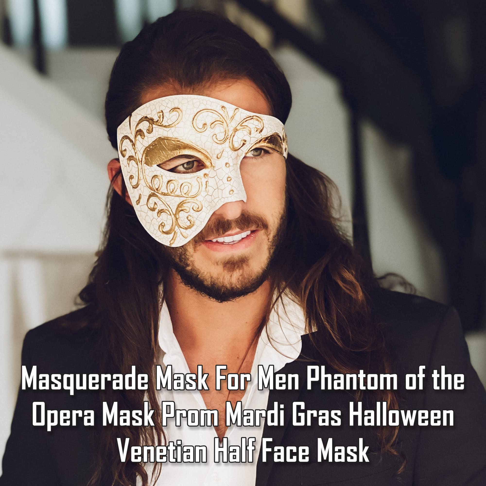 Luxury Mask Half Face Mask Masquerade Phantom Of The Opera One Size Gold - Image 3