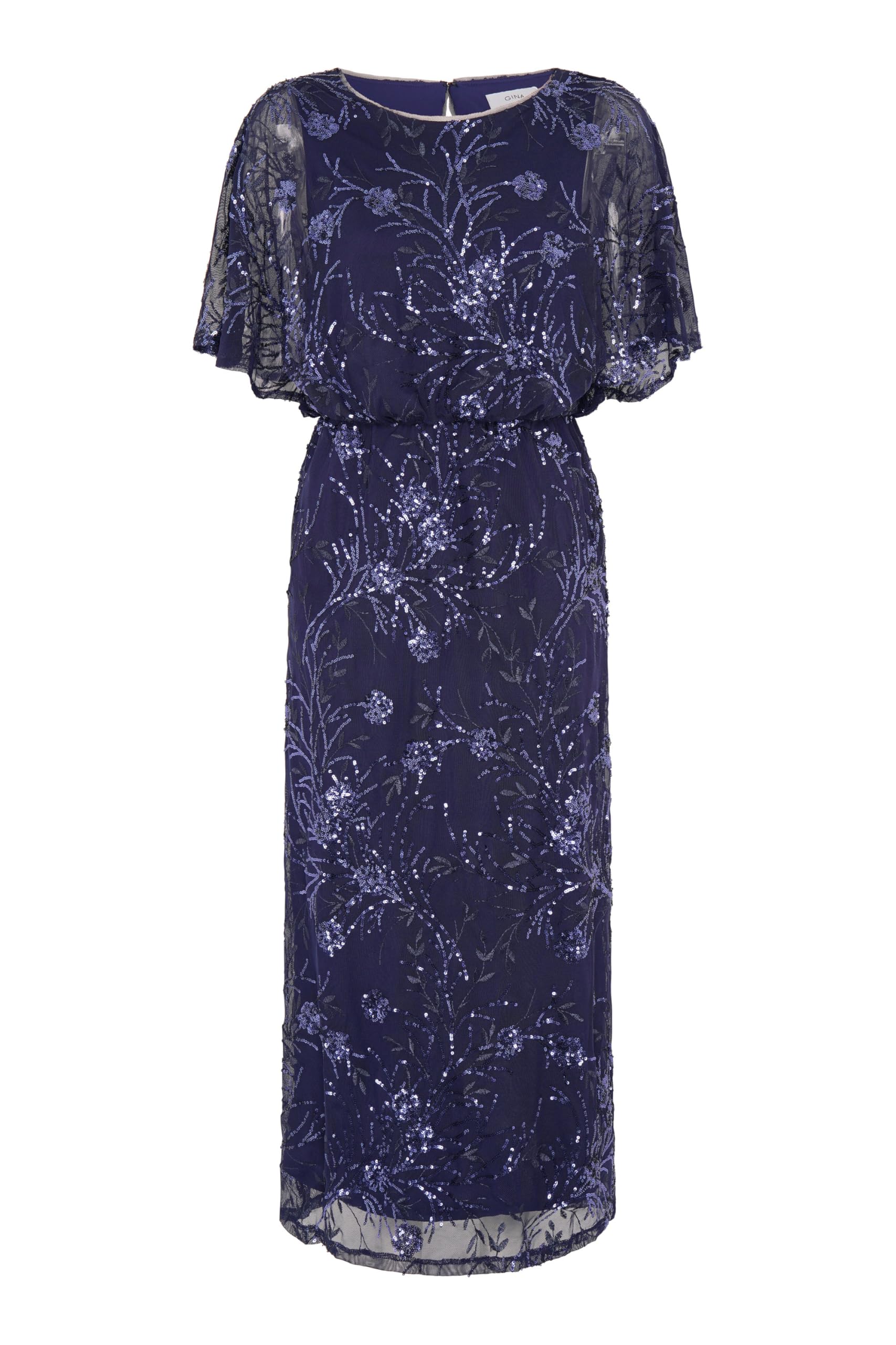 Gina Bacconi Women's Sequin Midi Dress Cocktail, Navy, 16