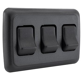 RV Switch SPST Switch On/Off 3 Gang Bezel | RV Electrical | Camper Switches (Black)
