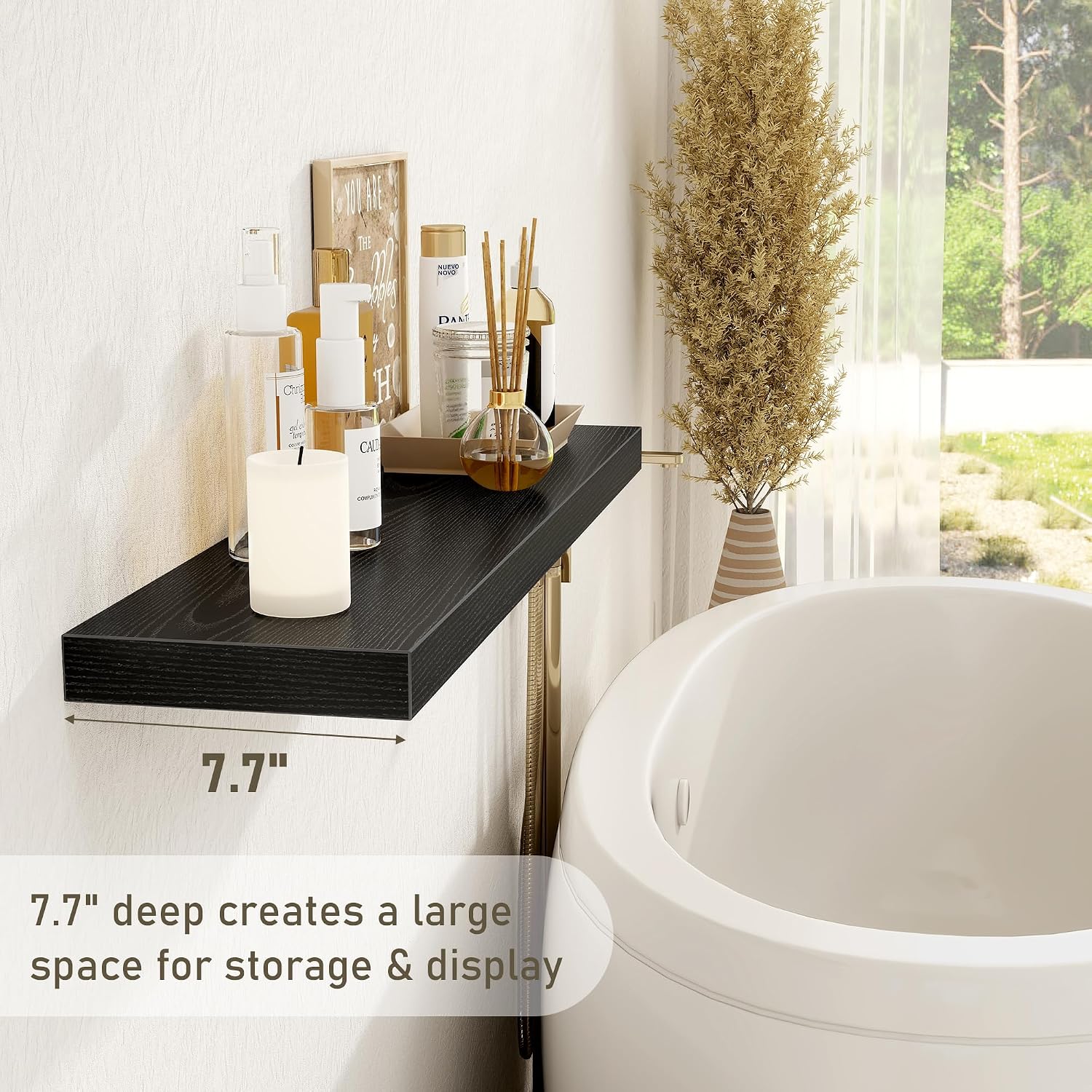 Fun Memories Black Floating Shelves 36 Inch Long, Rustic Farmhouse Bathroom Shelves Over Toliet, 36 x 8 Inch Floating Shelves for Wall, Deep Wall Shelf for Living Room, Kitchen, Bedroom, Set of 2 image 4