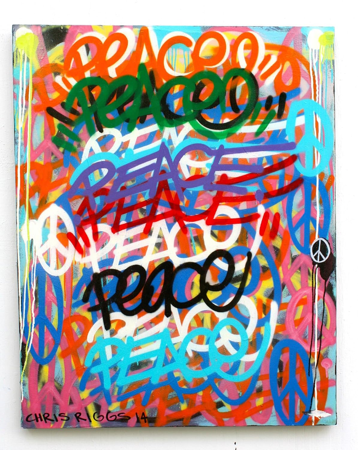 CHRIS RIGGS Original Peace painting 46" x 26" pop street