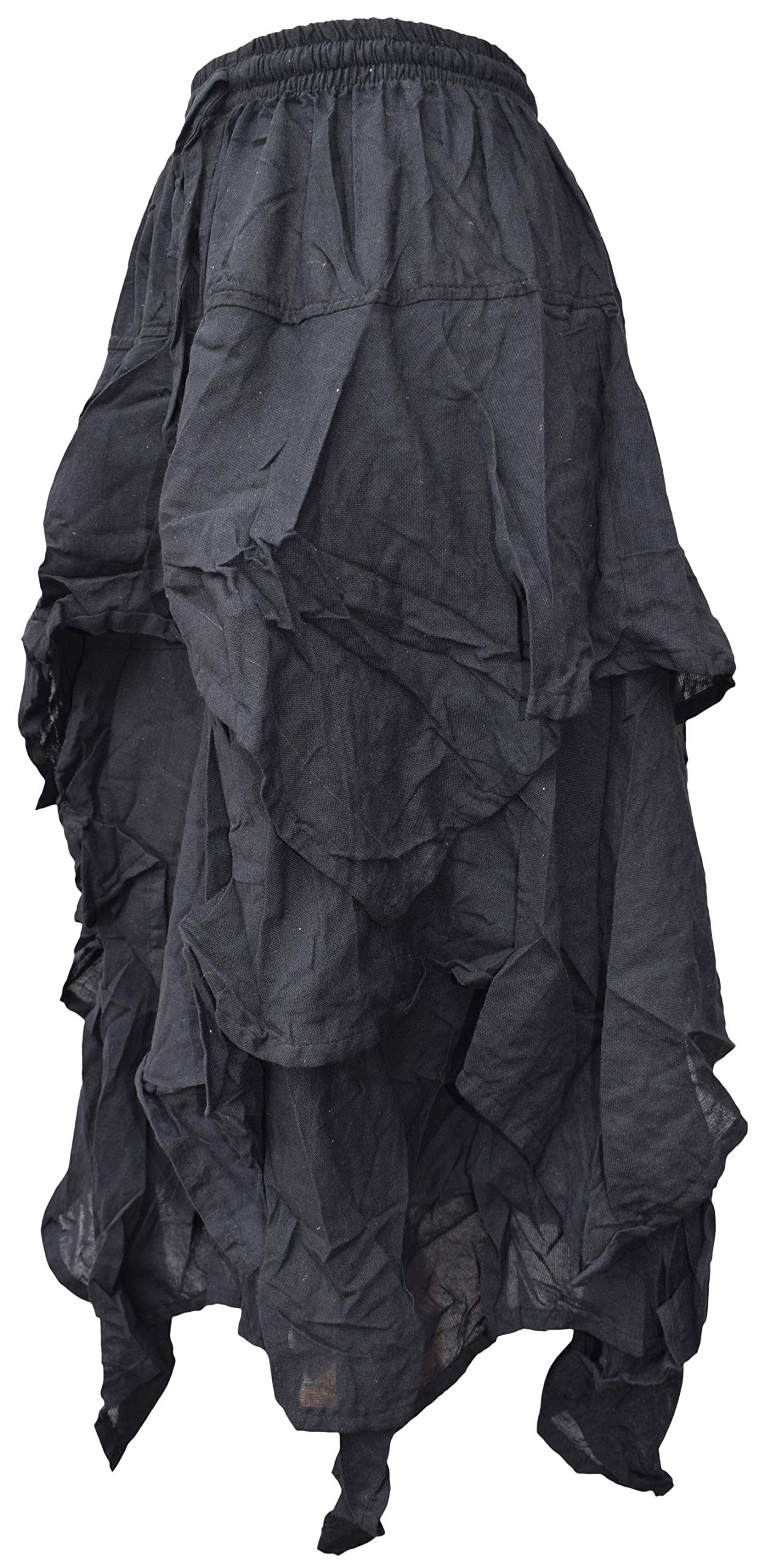 Gheri 3 Layer Asymmetrical Hem Elastic Waist Stonewashed Skirt B