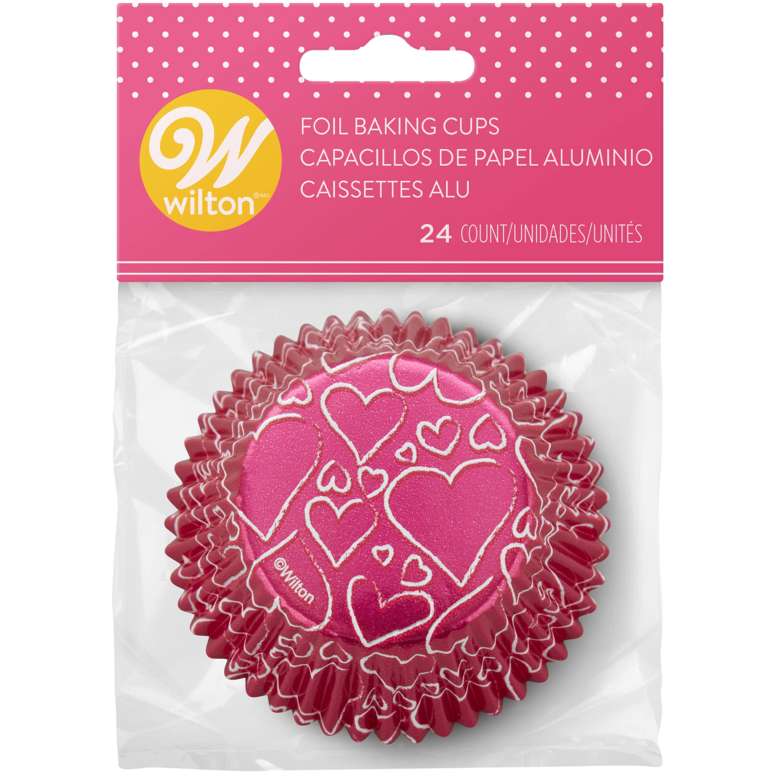 WiltonStandard Baking Cups 24/Pkg-Pink Heart Foil