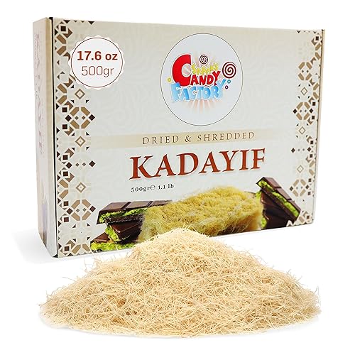Kadayif Premium Seco y Triturado 500gr (17.6 oz) para Masa de Repostería de Chocolate de Dubai, Masa de Hojaldre Kurutulmus Kadayif