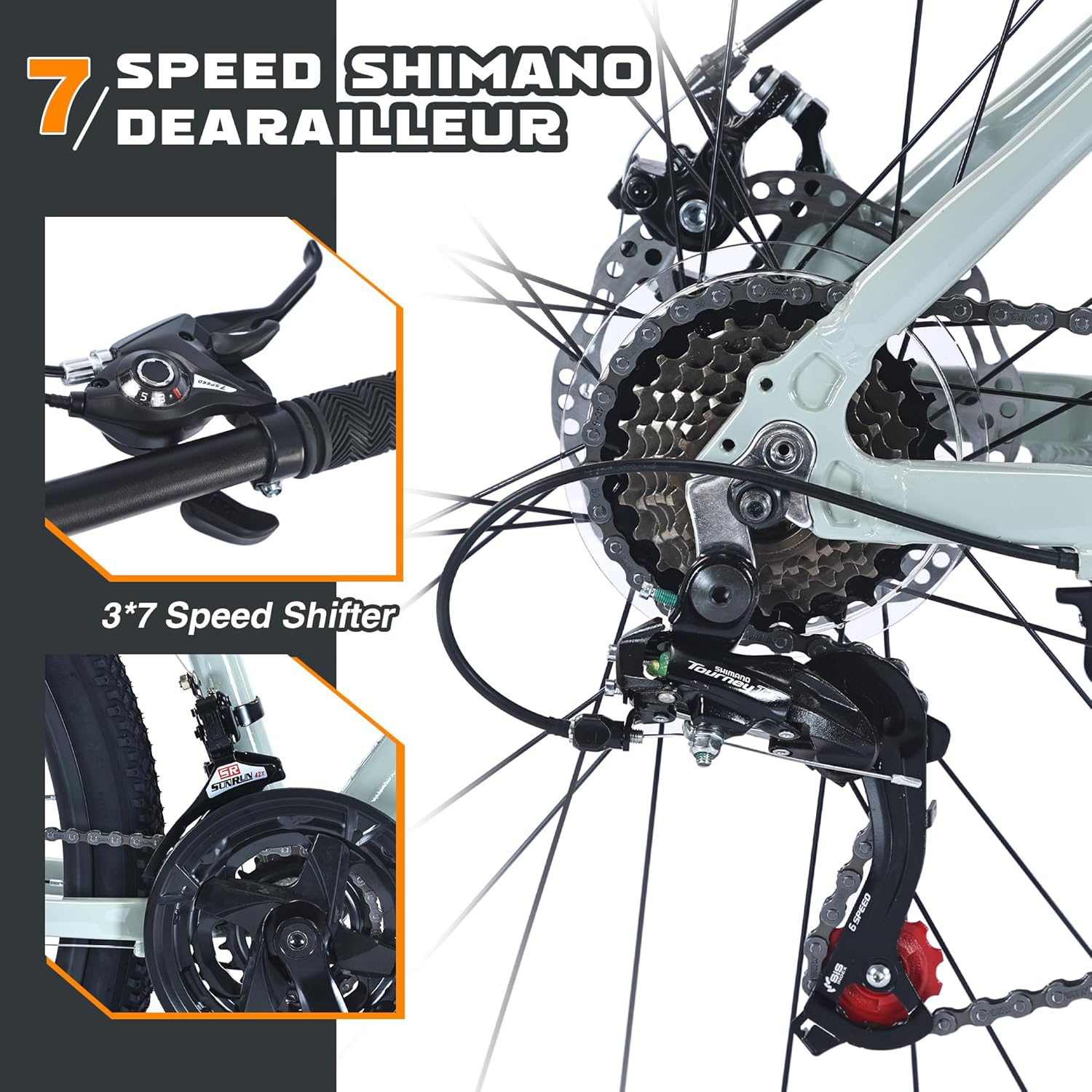 Mountain Bikes, 27.5 Inch Outdoor Cycling Bike, 21-Speed Full Suspension Front and Rear Dual Shock Absorbers, Mechanical Disc Brakes, Adlut MTB Bicycle for Women and Mens