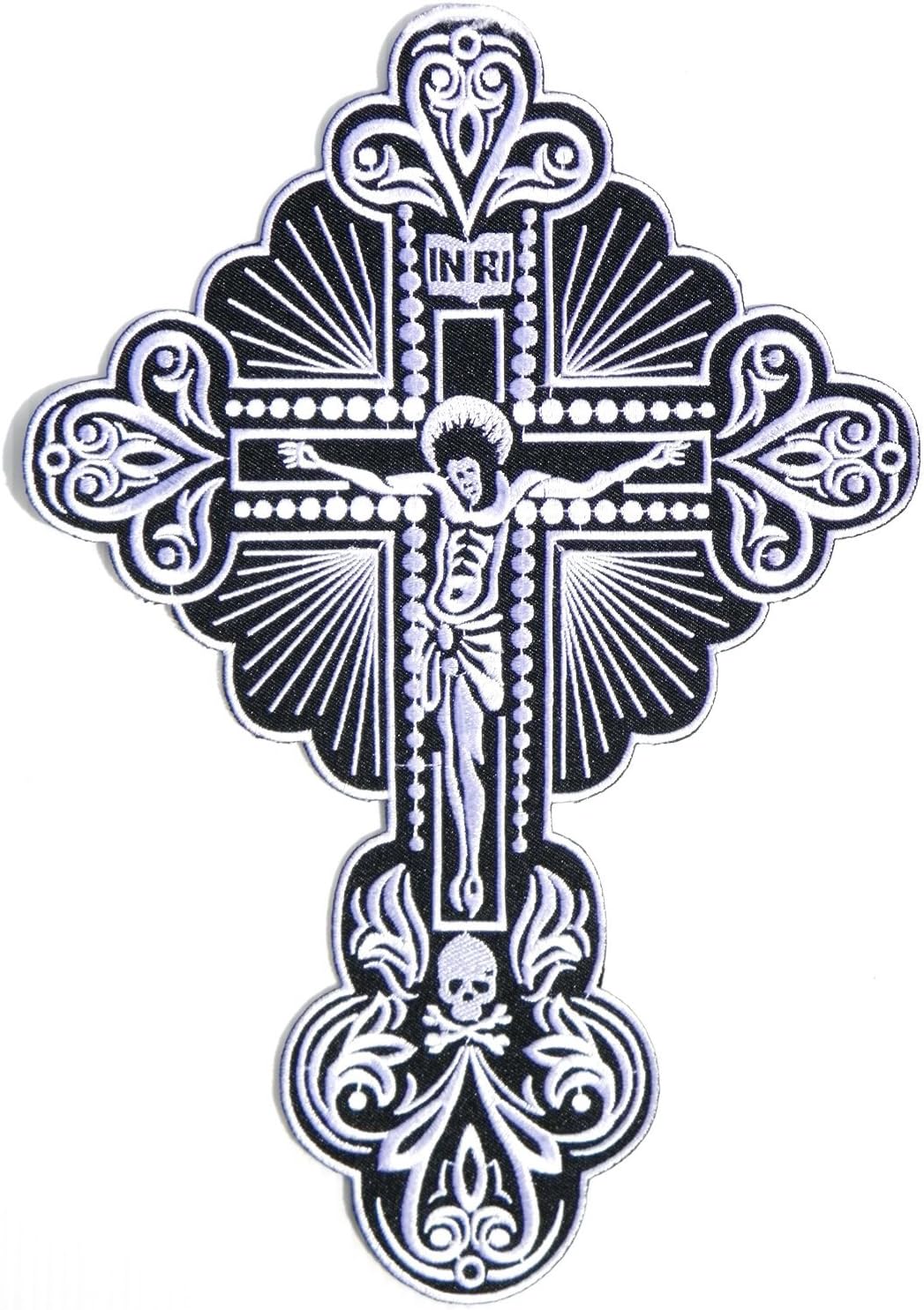 Big Jumbo Large INRI Jesus King Of The Jew Cross Chiristian Rider Biker Tatoo Jacket T-shirt Patch Sew Iron on Embroidered Sign Badge Costume by HELLO SIAM.