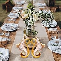 Vista 2 de Soporte de base de cisne con 6 cucharas de postre de café, organizador de cucharas de café de metal, cucharadita de fruta, postre, cubiertos