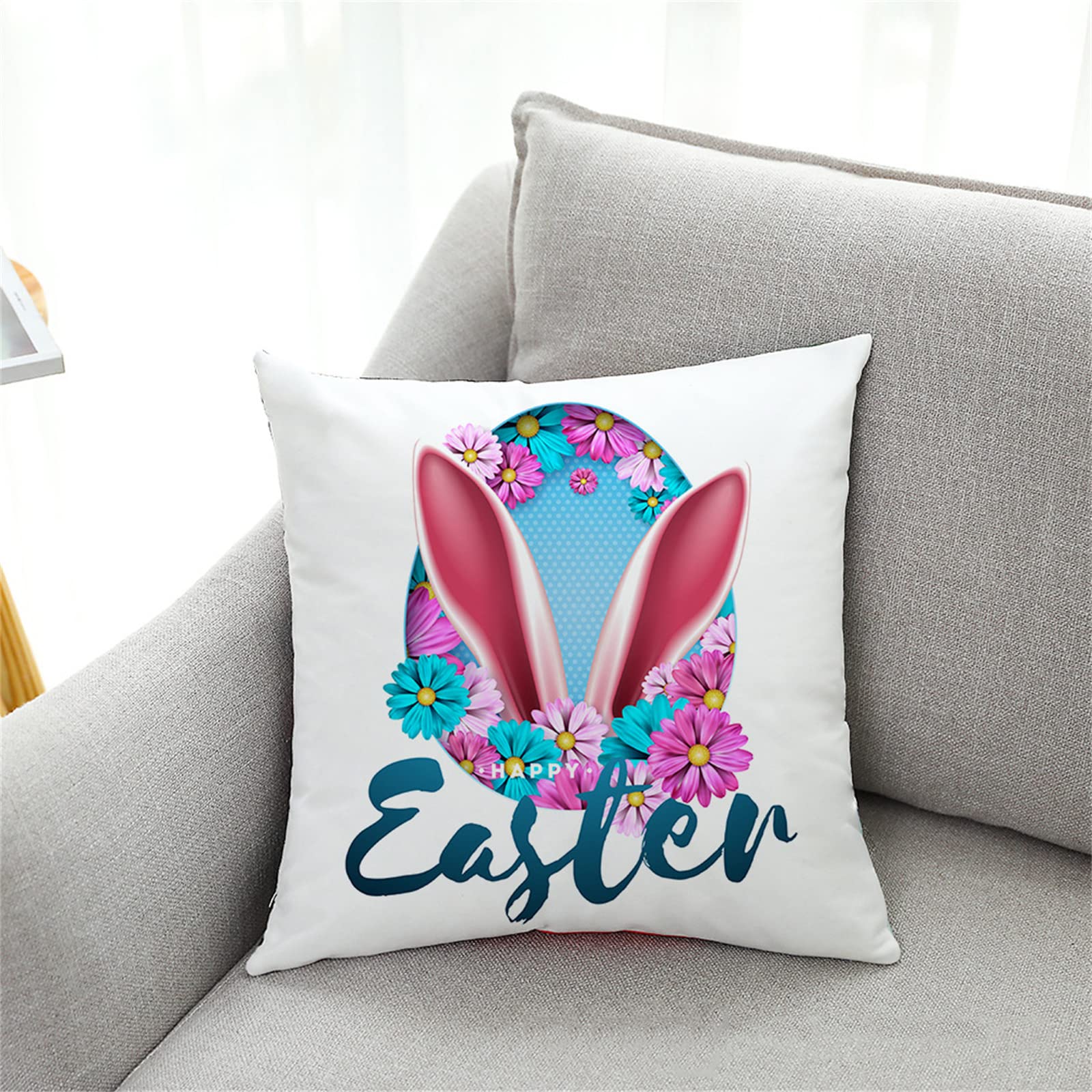 4 sztuki dekoracyjnych poszewek na poduszki, 55 x 55 cm, nowoczesny design dwustronny nadruk poszewka na poduszkę do ogrodu na zewnątrz patio ławka salon sofa dekoracja domu poszewka na poduszkę Happy Easter 56 x 56 cm