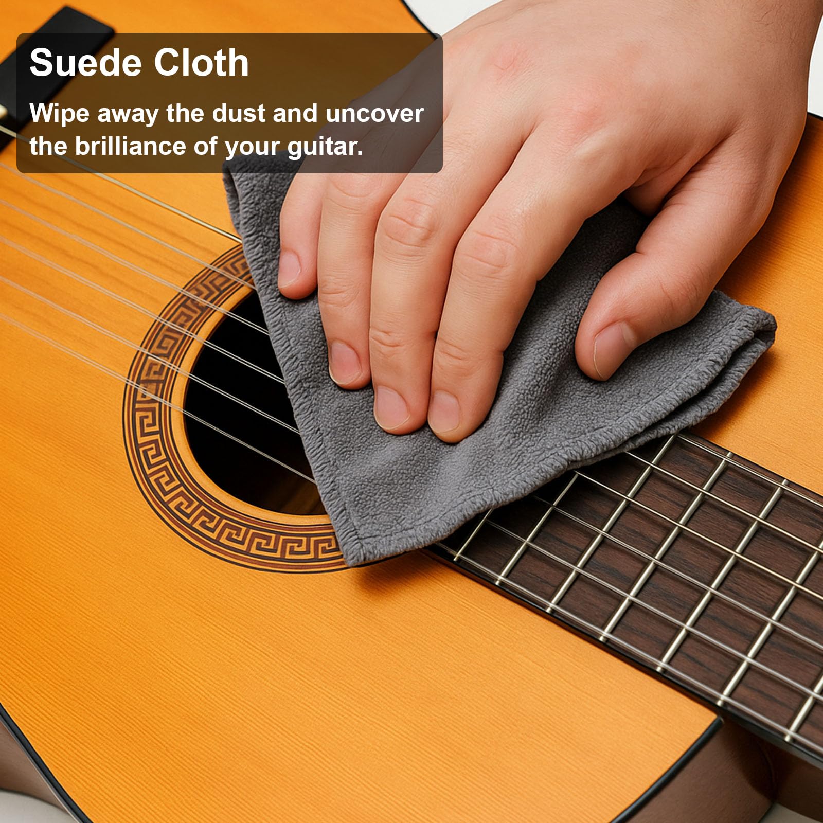 Kit de limpieza de guitarra, juego de mantenimiento profesional de 7 piezas con limpiador de guitarra, aceite de diapasón, cera de pulido, limpiador de cuerdas, cortador 3 en 1 y paño de