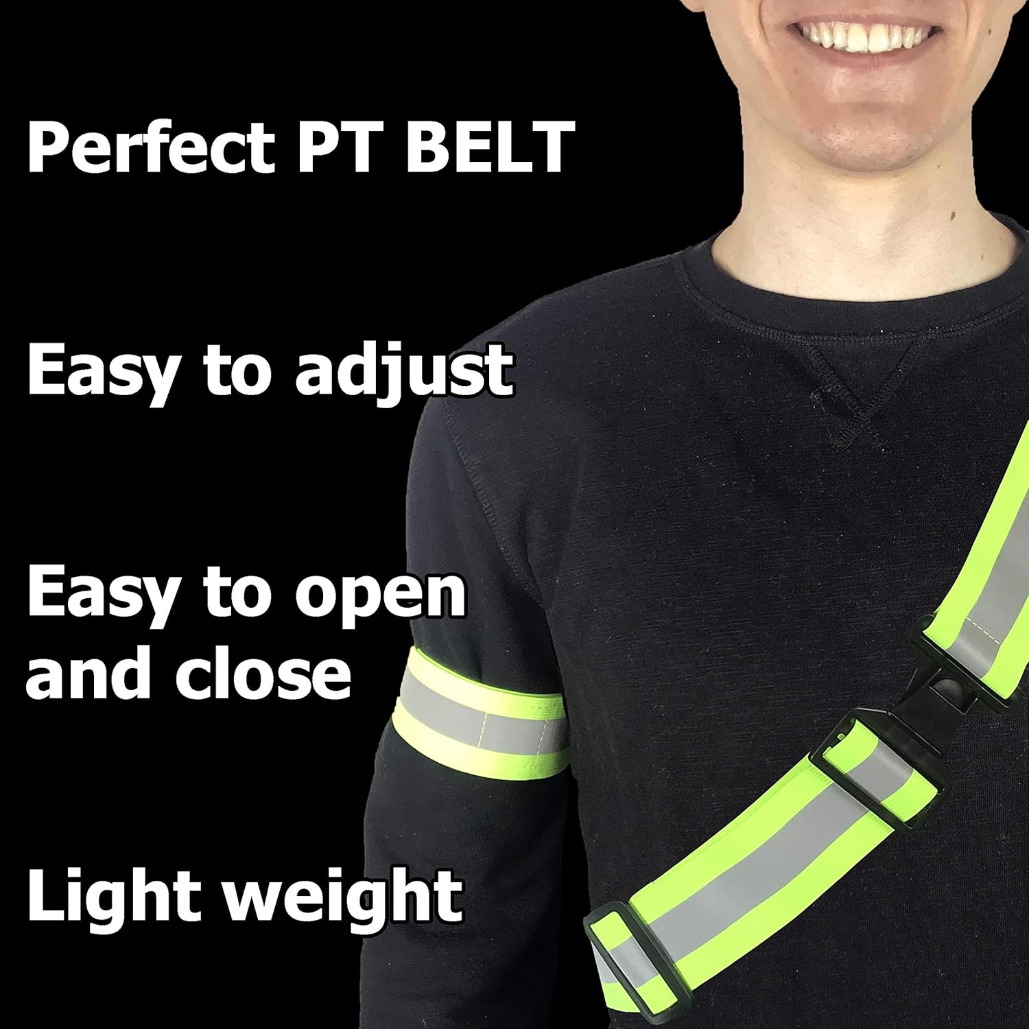 High Visibility Reflective Belt, Army PT Belt. Reflective Running Gear for Men and Women for Night Running Cycling Walking. Military Safety Reflector Strips (Green Belt + 2 Bands) : Sports & Outdoors
