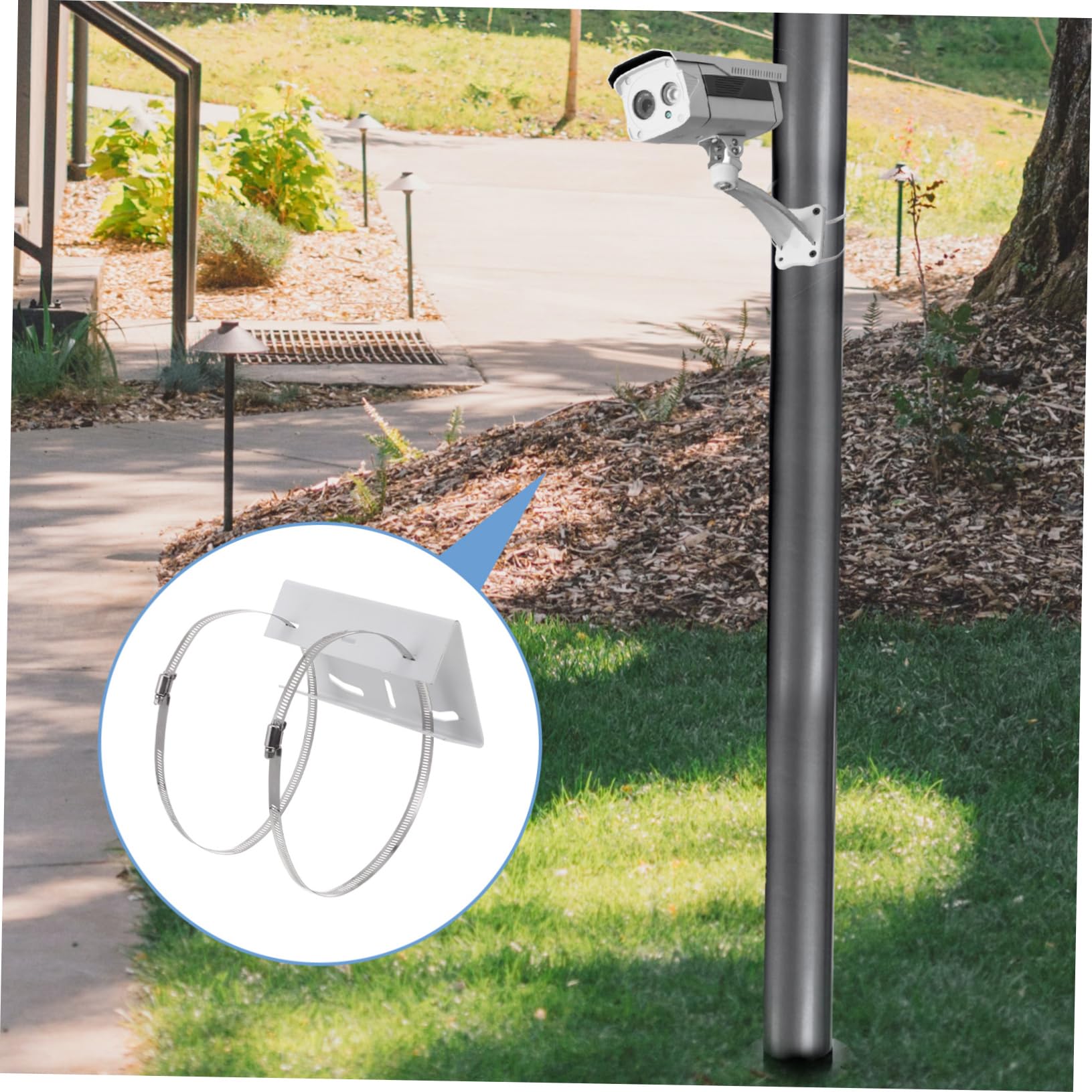 Angoily Staffa di Montaggio su Palo Verticale per Telecamera di Sicurezza, Acciaio, Solida e Facile da Installare, per Installazione su Palo o Parete | Argento, Installazione Verticale o Parete, per Cctv e Security Camera, Struttura Robusta
