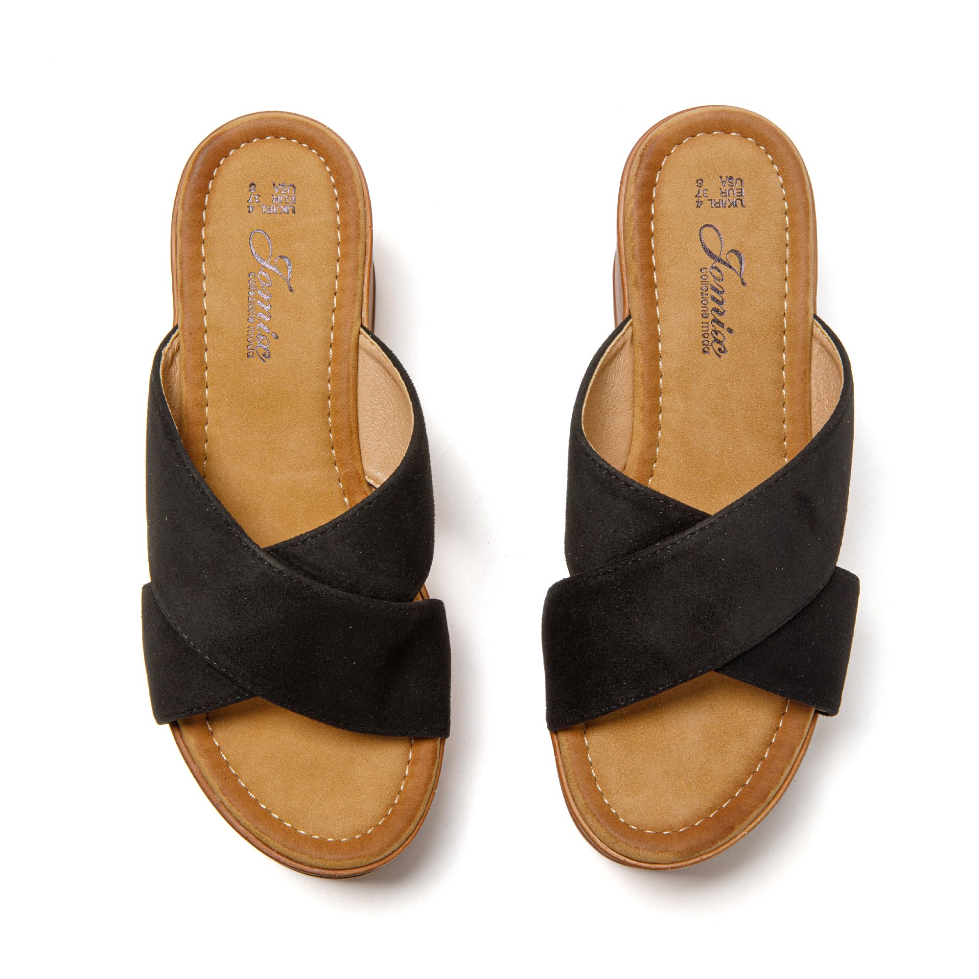 JOMIX Sandales Femme d'Été à Talon Compensé avec Bande Croisée pour Maison, Piscine, Plage et Mer