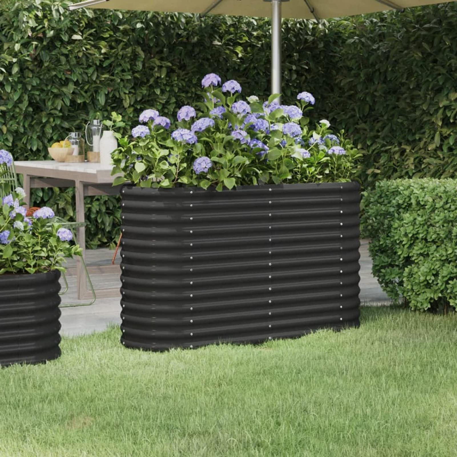 IKAYAA Raised Beds for Garden Metal Raised Bed Galvanised Steel Outdoor Planters Garden Planter for Herb Growing Fruits Flower -anthracite-114 x 40 x 68 cm