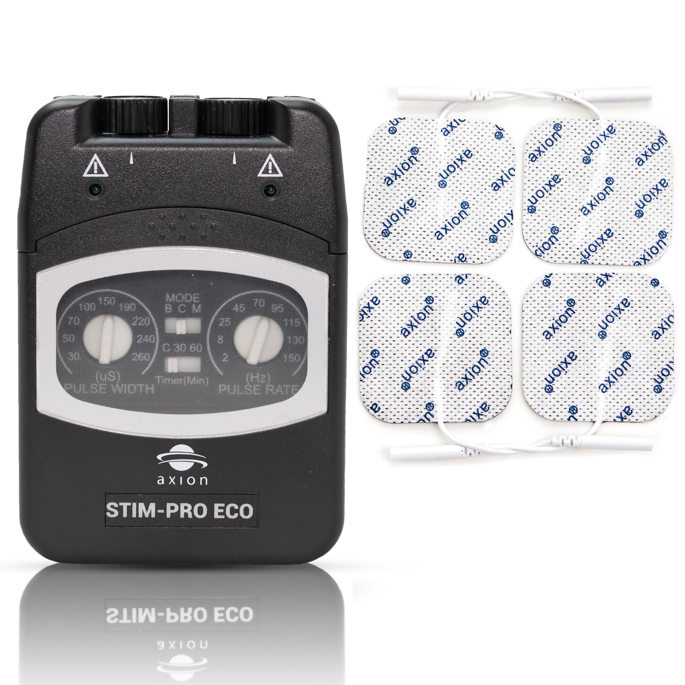 Elektrostymulator TENS-STIM PRO ECO- 2-kanałowy- kompaktowe i wydajne urządzenie TENS do terapii bólu z 4 elektrodami 5x5 cm - regulowane parametry - axion