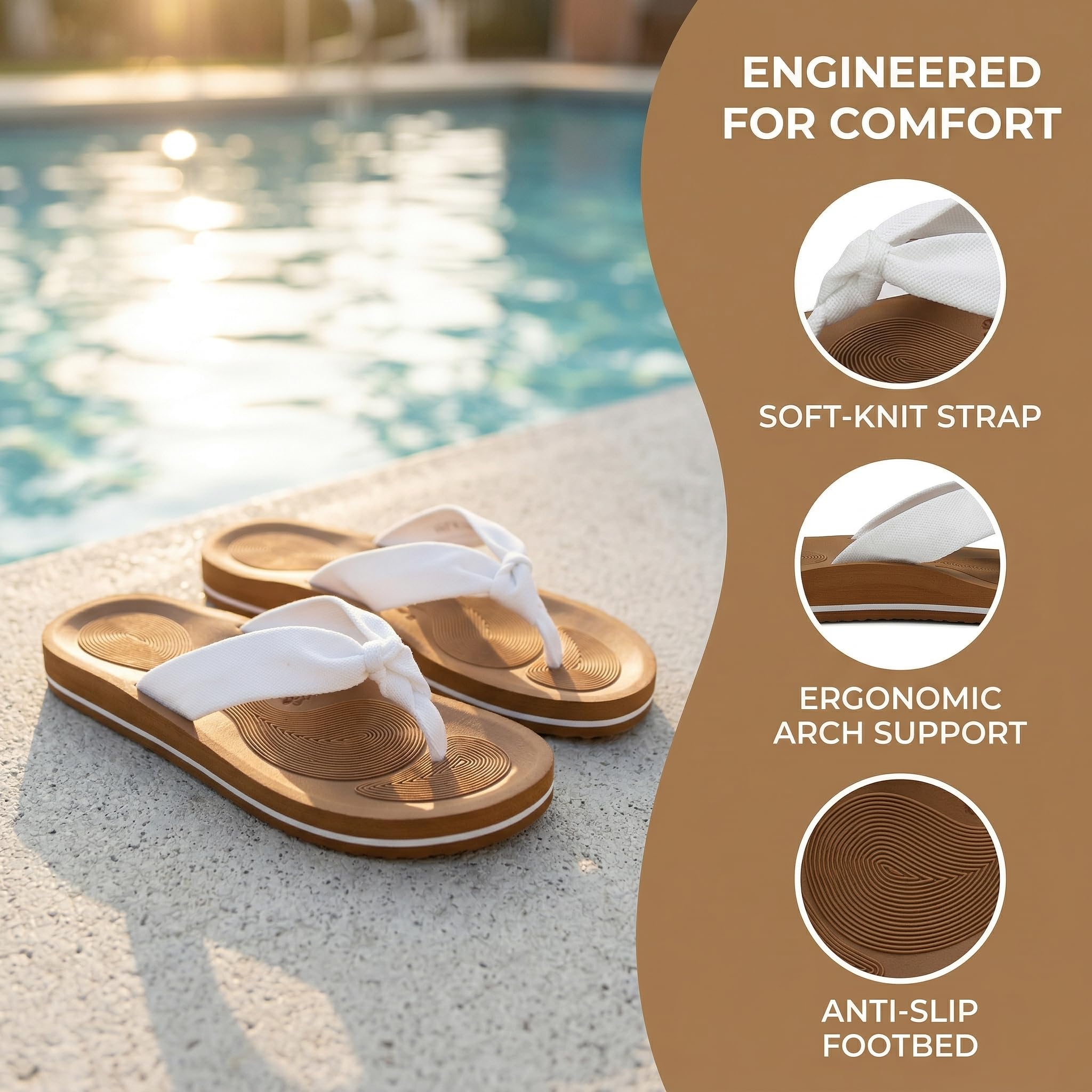 ARRIGO BELLO Tongs Femme été, Confortables Tissu Sandales, Antidérapants Plage Piscine Chaussures, Mode Vacances Pantoufles Tailles 36-41