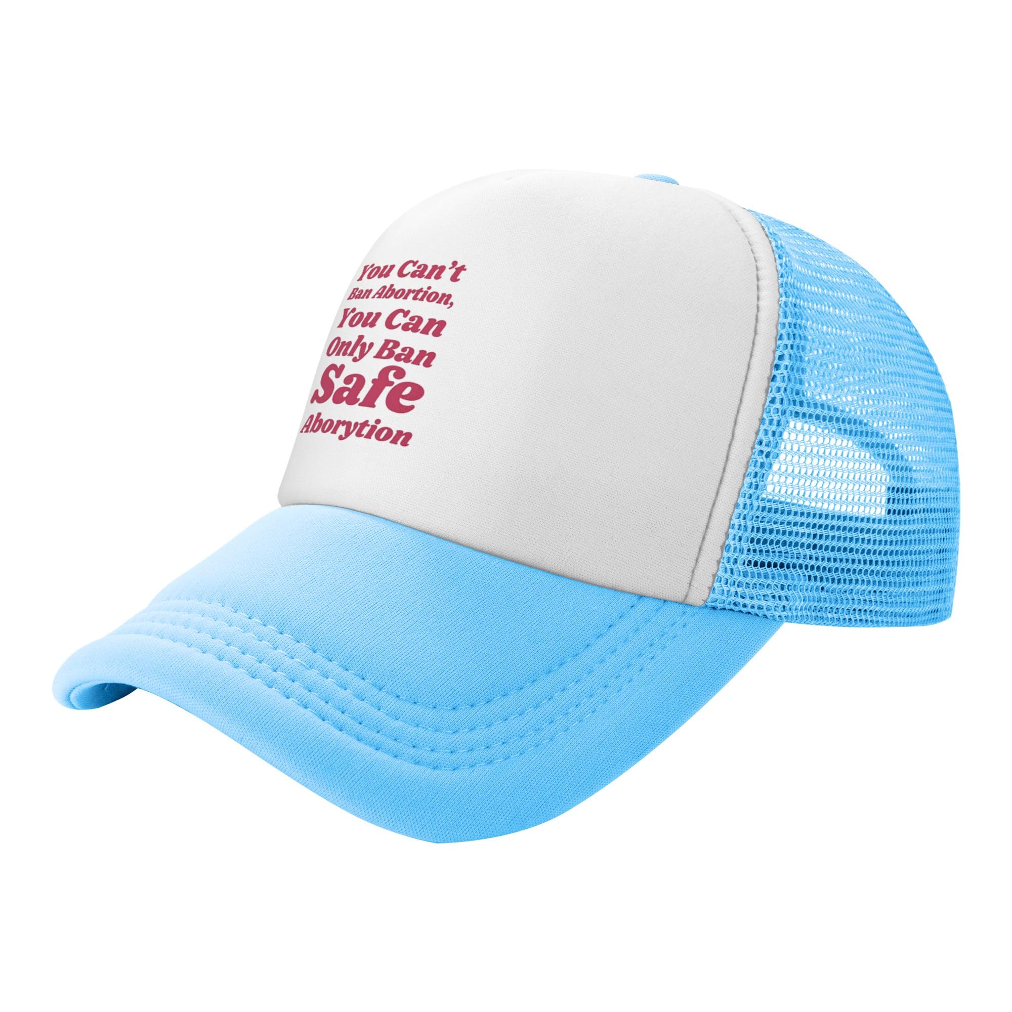 You Can't Ban Abortion You Can Only Ban Safe Abortion Trucker Hat Pro Choice Abortion Rights Baseball Cap Mesh Back Adjustable Hats for Kids - Sky Blue