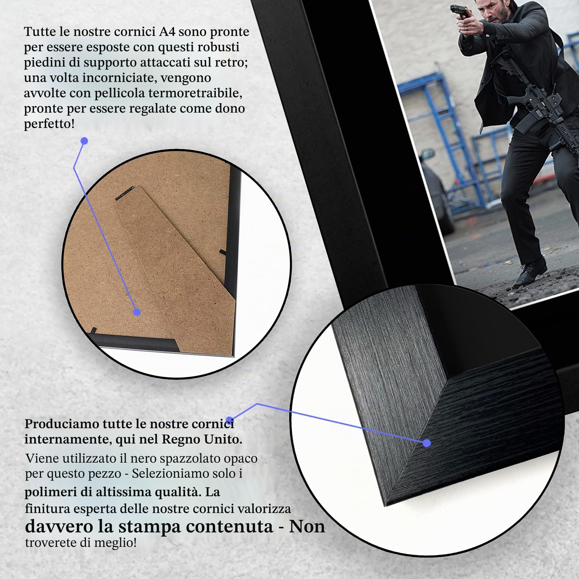 HWC Trading FR Keanu Reeves John Wick, foto autografata stampata A4 con cornice per i fan dei cimeli del cinema