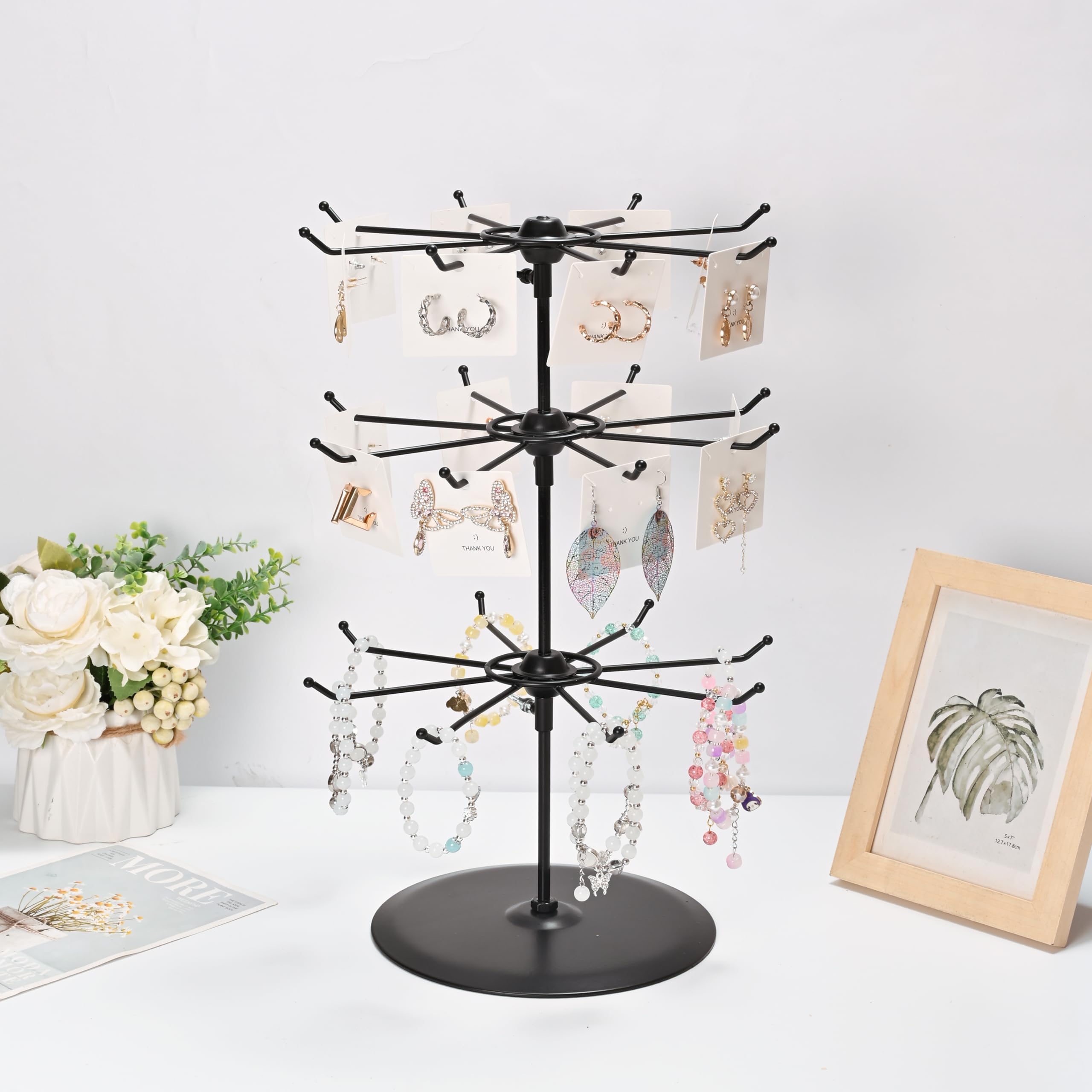 Amazon.com: humberboat 3 Tier Black Metal Rotating Necklace and ...