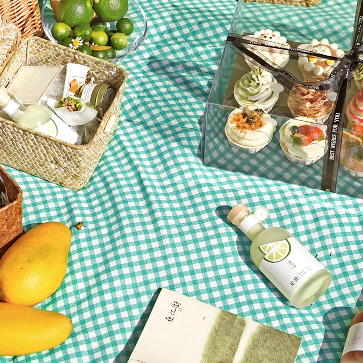 3Pack Plastic Table Cloth Disposable, Green and White Checkered Gingham Tablecloth for Picnic Easter ST Patricks Christmas Party Decorations Size 54x108 Inch (Green+White Checker)