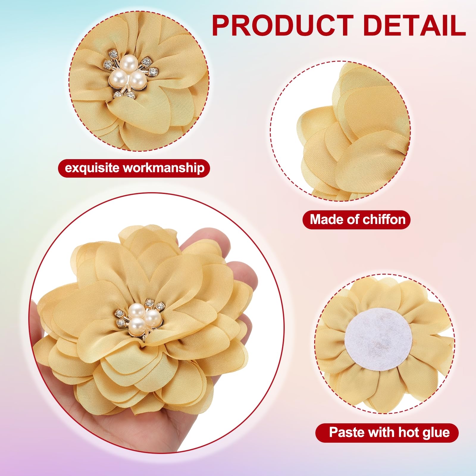 PATIKIL 3.15 Inch Chiffon Flowers - Image 3