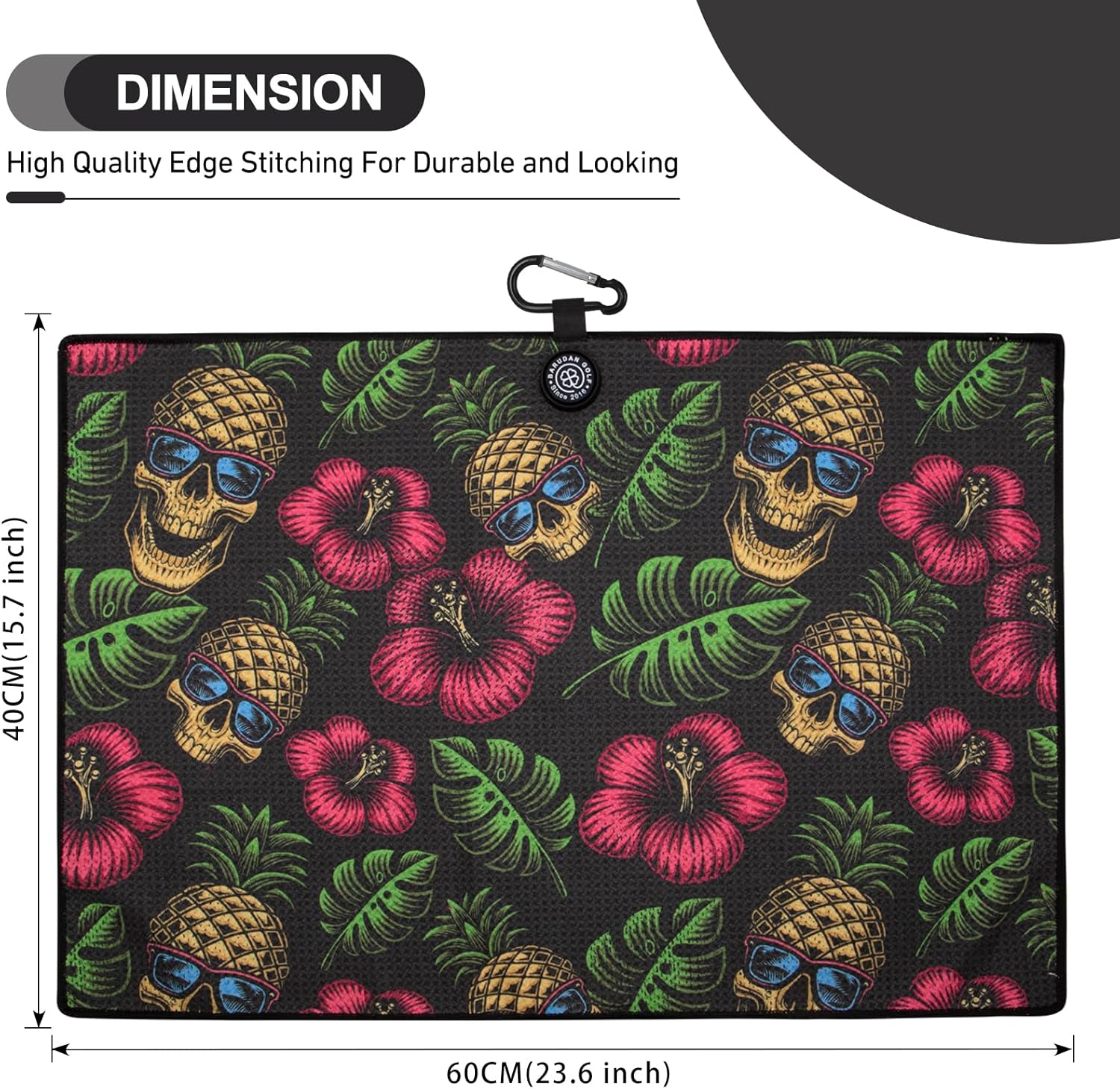 Magnetic Golf Towel for Men Women Golfer - Microfiber Golf Towel Magnet with Waffle Texture - Strengthen Magnet Golf Towels for Strong Hold to Metal Objects (Black Red Flower) - Image 2