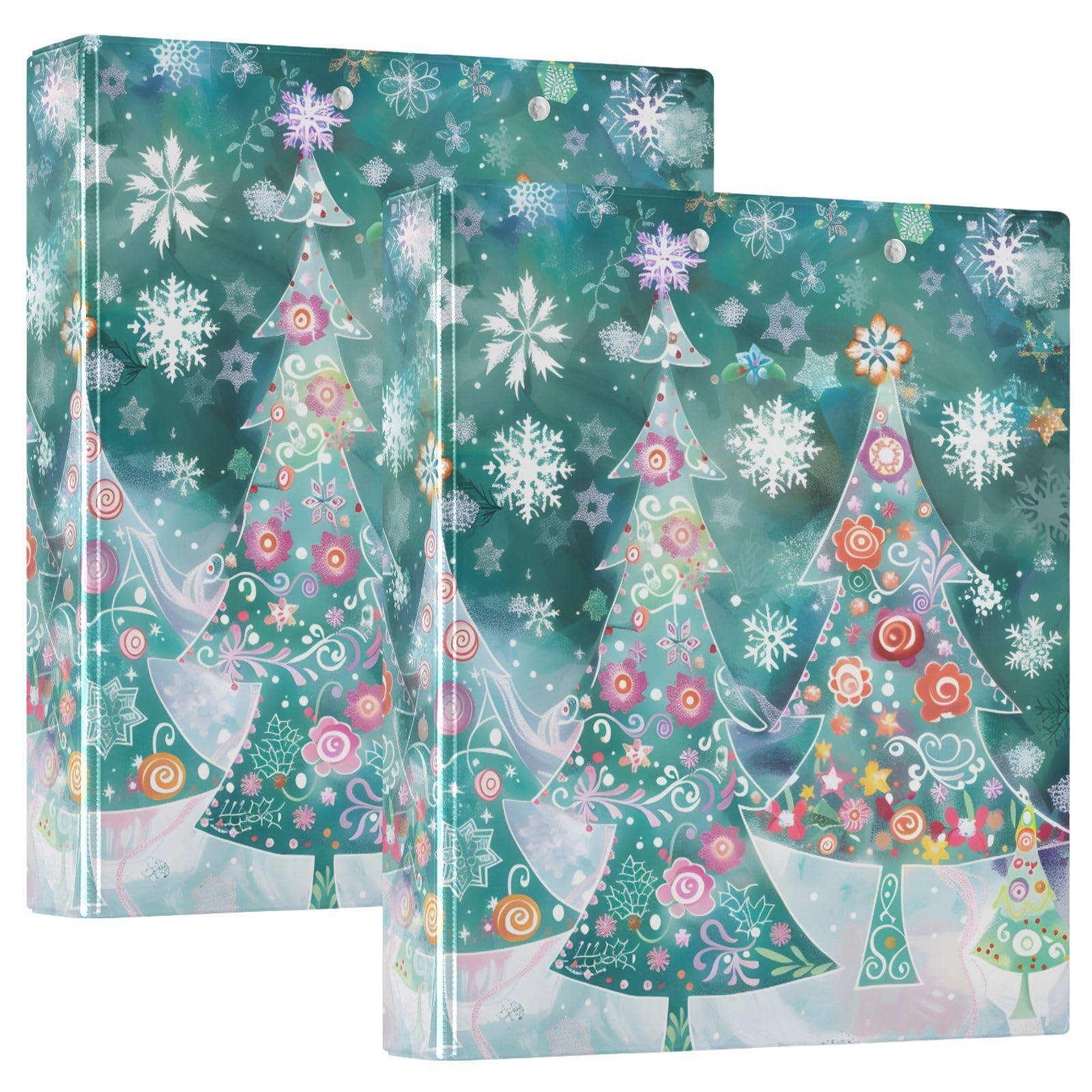 Christmas Trees Snowflake 3 Ring Binder with 2 Interior Pockets