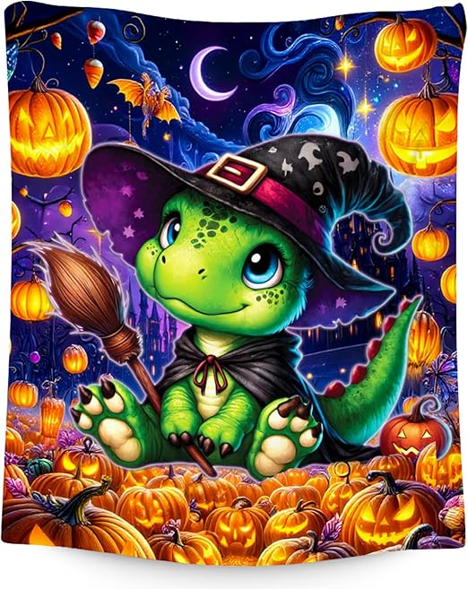 Halloween Throw Blanket, Dinosaur Blanket Gifts for Boys Girls, Warm Flannel Throw for Couch, 40"x50"