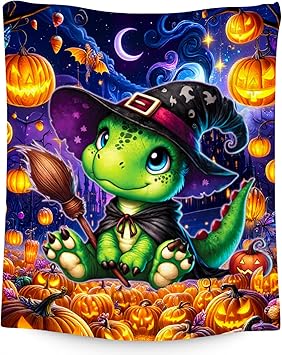 Halloween Throw Blanket, Dinosaur Blanket Gifts for Boys Girls, Warm Flannel Throw for Couch, 40"x50"