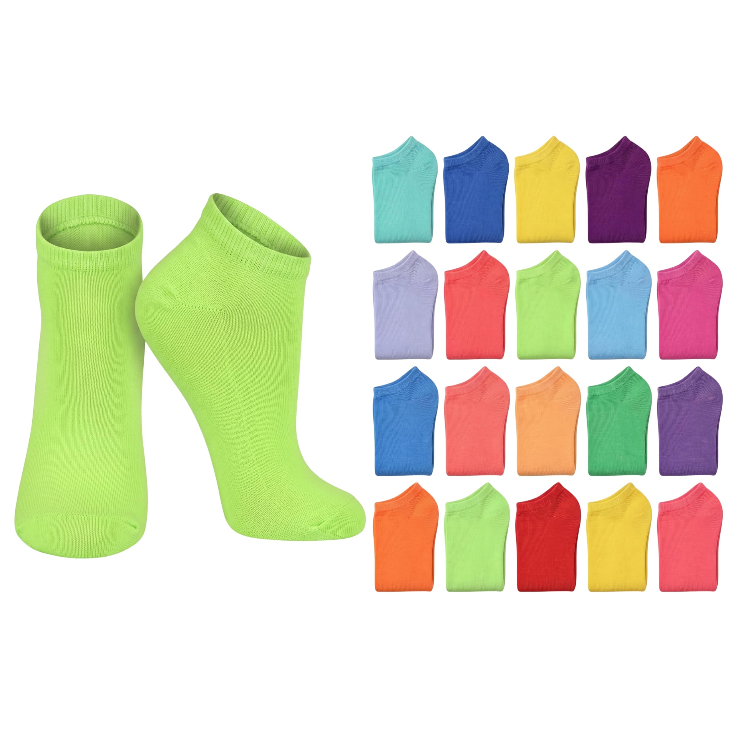 Tipi Toe Women’s 20 Pack Colorful Low Cut Socks – Lightweight, Breathable Design for All-Day Comfort Sizes 9-11/10-13
