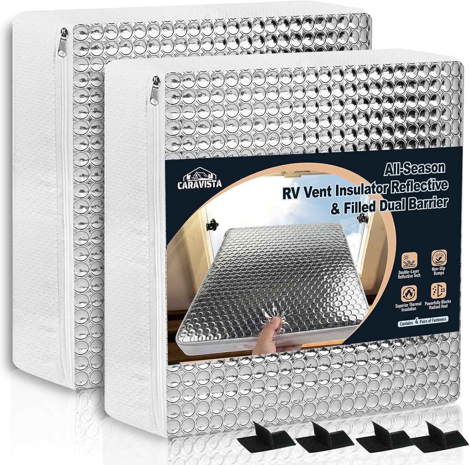 RV Vent Insulator - 14″x14″x3″Skylight Insulator Cover with Aluminum Reflective Surface - Reduce Heat Transfer & Increase A/C Efficiency Sunroof Shade Vent for Camper RV Trailer (2 Pack)