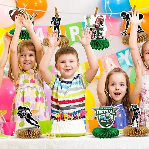 Miniatura 5 de Tallew 9 piezas de decoración de fiesta de fútbol de mesa, panales de fútbol, centros de mesa de fútbol 3D para decoración de mesa, centro de mesa