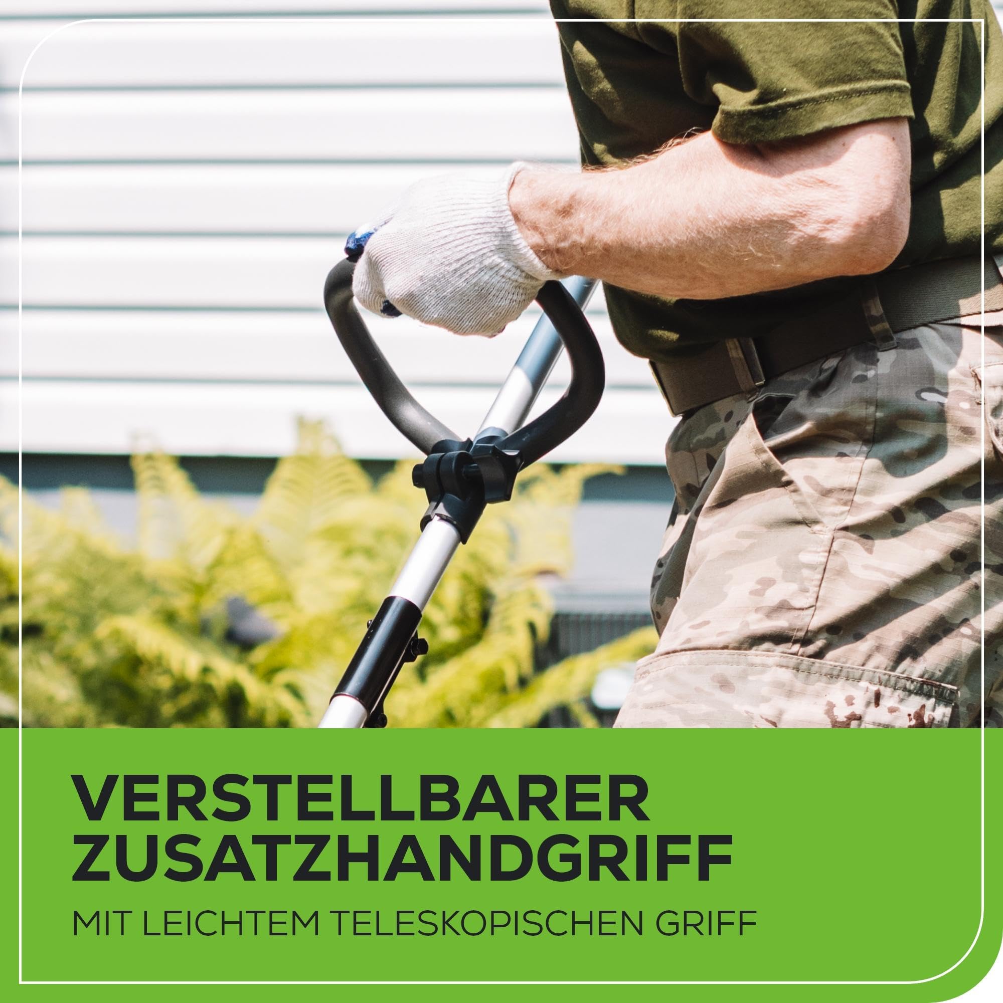 Greenworks 40V Akku Rasentrimmer für mittelgroße Gärten, höhenverstellbar, 30 cm Schnittbreite, automatischer Vorschub 1,65 mm Nylon Faden, zwei 40V 2Ah Akkus & Ladegerät, 3 Jahre Garantie G40LTK2X