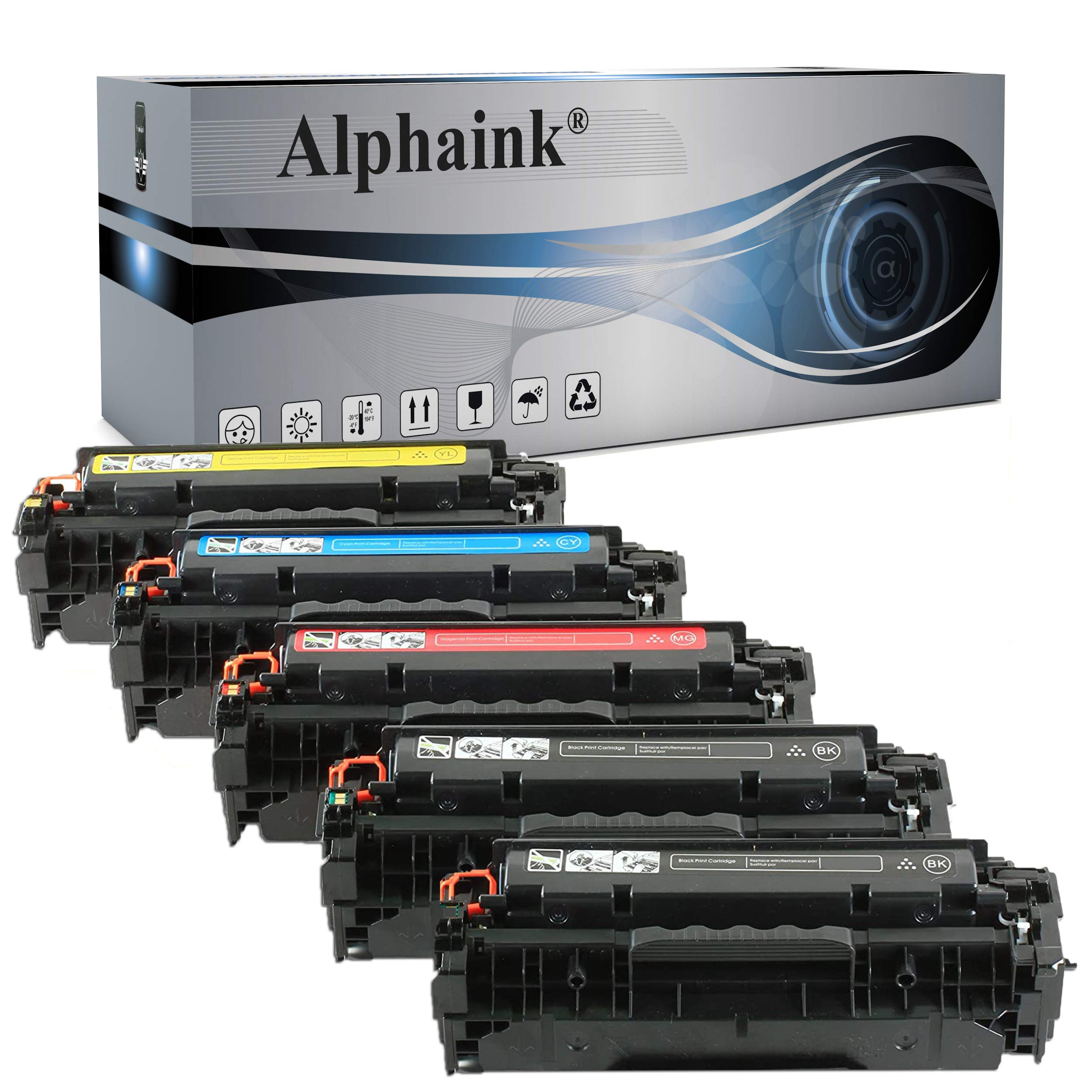 alphaink 5 Toner Rigenerati Compatibili con HP 304A CC530A CC531A CC532A CC533A per stampanti HP Color LaserJet CM2320 CM2320CB CM2320CBB CM2320C CM2320N CM2323 CP2020 CP2024 CP2025X CP2026 CP2027