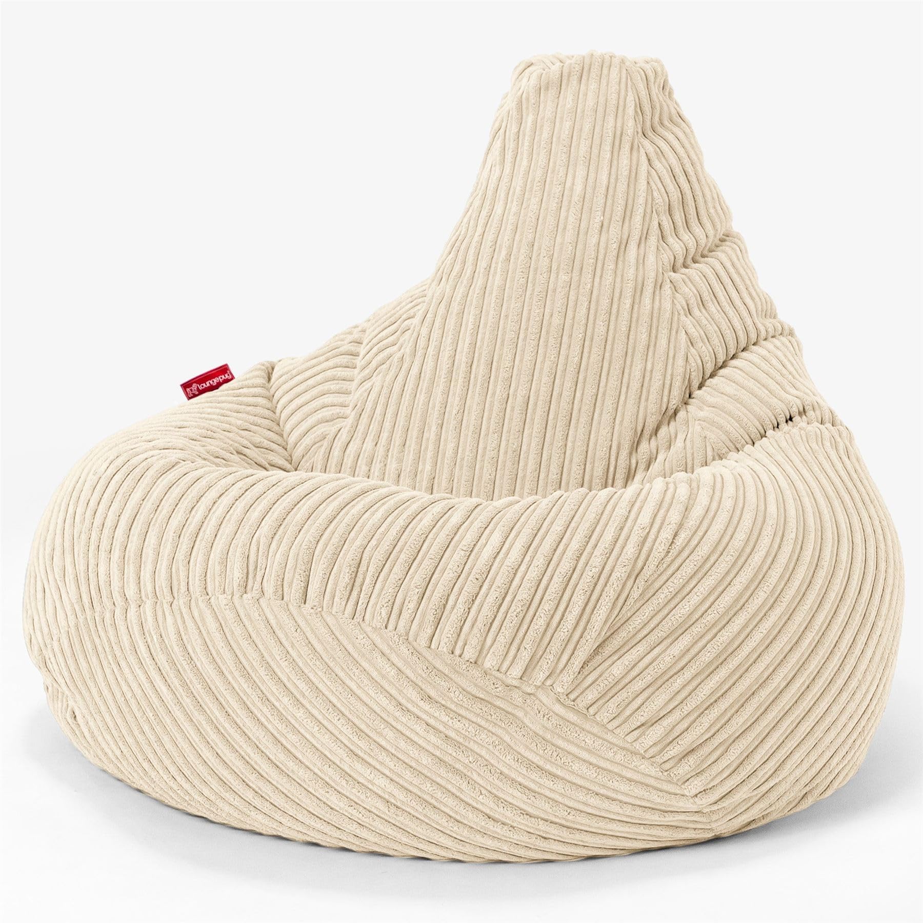 Lounge Pug Cord Highback Bean Bag Chair - Gaming Bean Bags UK Recliner Chair - Cream